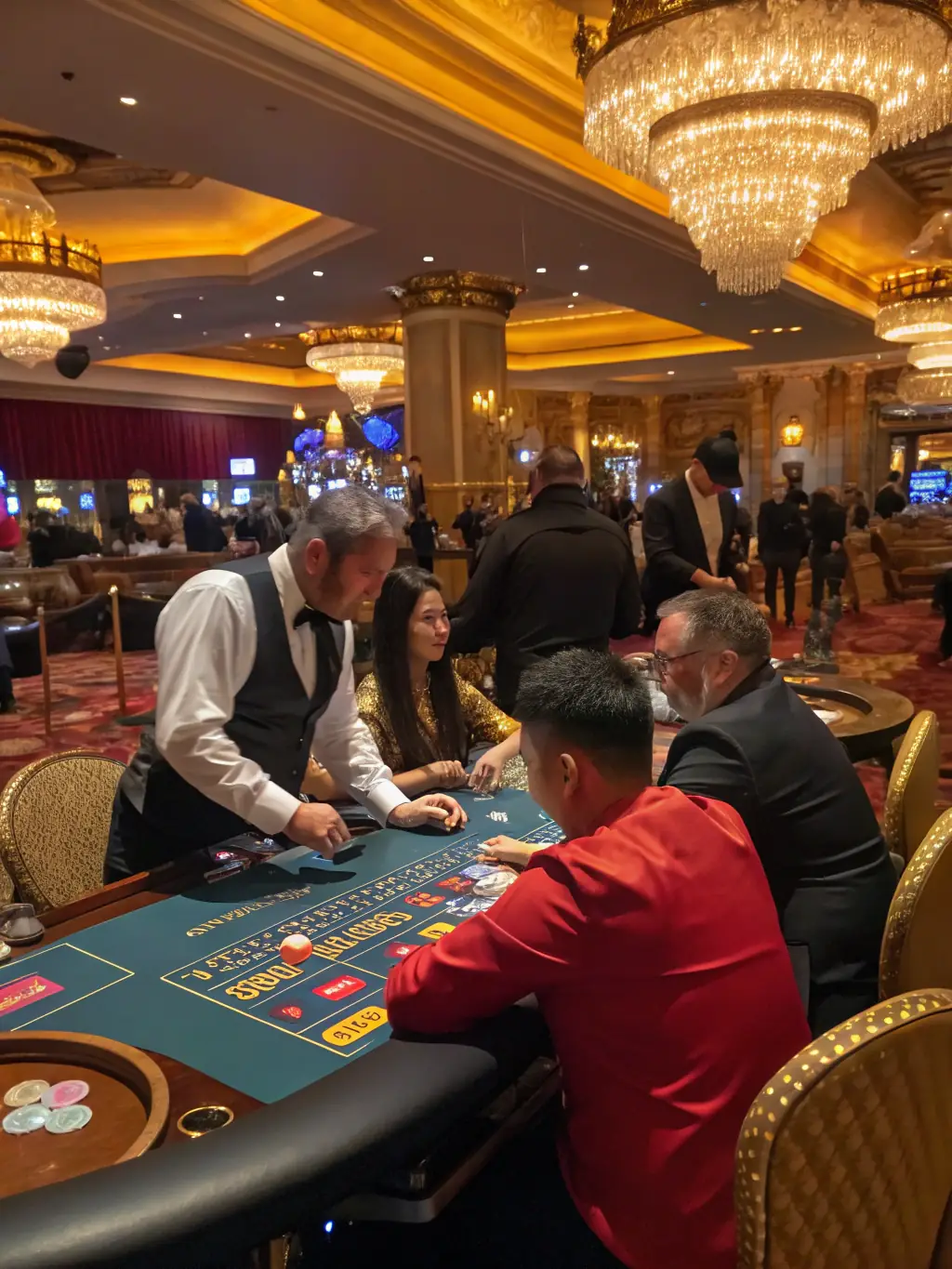 A professional-looking image of a live casino studio with a real dealer interacting with players, highlighting the immersive and interactive nature of RoyalBet's live casino options.